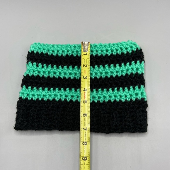 Cat beanie hat crochet handmade new kawaii black turquoise - Picture 6 of 7